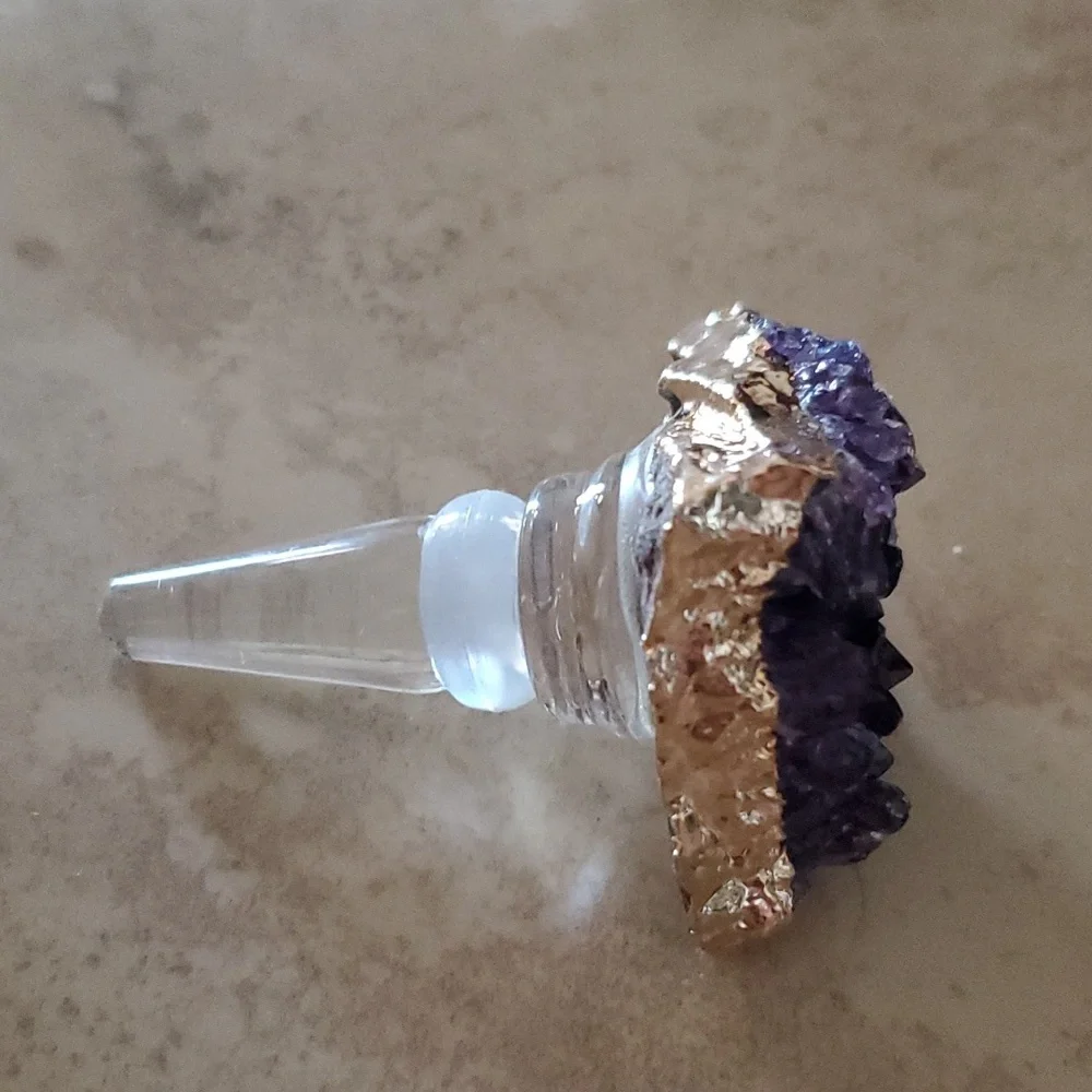 Genuine Amethyst Crystal Bottle Stopper nwot